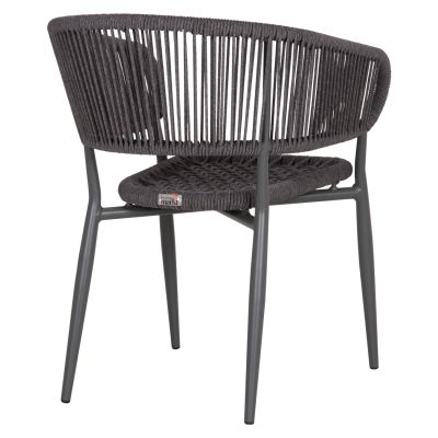 DINING CHAIR EULO HM5783.21 ALUMINUM & ΤWISTED RATTAN IN GREY 57x63x77Hcm.