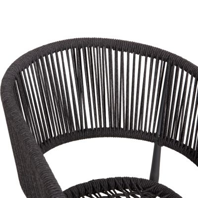 DINING CHAIR EULO HM5783.21 ALUMINUM & ΤWISTED RATTAN IN GREY 57x63x77Hcm.