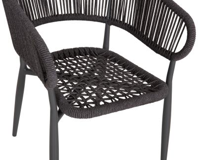 DINING CHAIR EULO HM5783.21 ALUMINUM & ΤWISTED RATTAN IN GREY 57x63x77Hcm.
