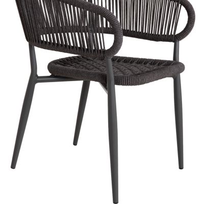 DINING CHAIR EULO HM5783.21 ALUMINUM & ΤWISTED RATTAN IN GREY 57x63x77Hcm.