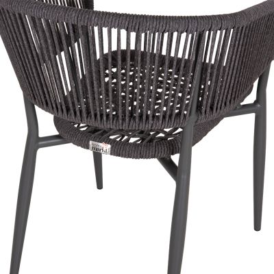 DINING CHAIR EULO HM5783.21 ALUMINUM & ΤWISTED RATTAN IN GREY 57x63x77Hcm.
