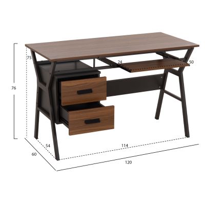 STUDENT SET 3PCS HM11211 STUDY DESK-BOOKCASE-OFFICE CHAIR---WALNUT/BLACK