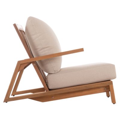 LOUNGE SET MIREX HM10893 COFFEE TABLE & 2 LOUNGE ARMCHAIRS--ACACIA WOOD-ECRU CUSHIONS