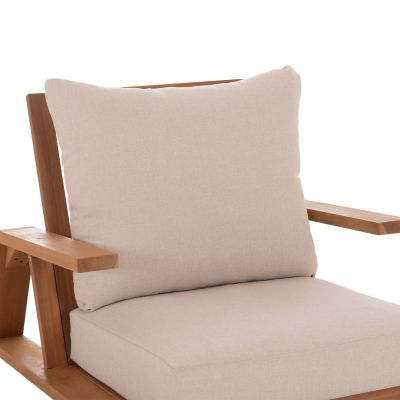 LOUNGE SET MIREX HM10893 COFFEE TABLE & 2 LOUNGE ARMCHAIRS--ACACIA WOOD-ECRU CUSHIONS