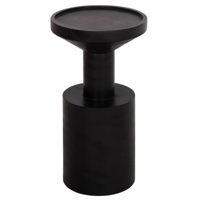 SIDE TABLE BERMAL HM9889.12 SOLID SUAR WOOD IN BLACK COLOR Φ35x65Hcm.
