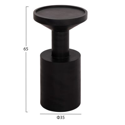 SIDE TABLE BERMAL HM9889.12 SOLID SUAR WOOD IN BLACK COLOR Φ35x65Hcm.