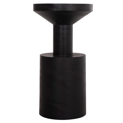 SIDE TABLE BERMAL HM9889.12 SOLID SUAR WOOD IN BLACK COLOR Φ35x65Hcm.