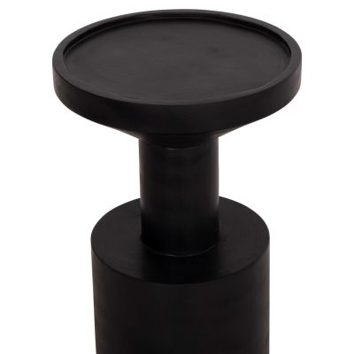 SIDE TABLE BERMAL HM9889.12 SOLID SUAR WOOD IN BLACK COLOR Φ35x65Hcm.
