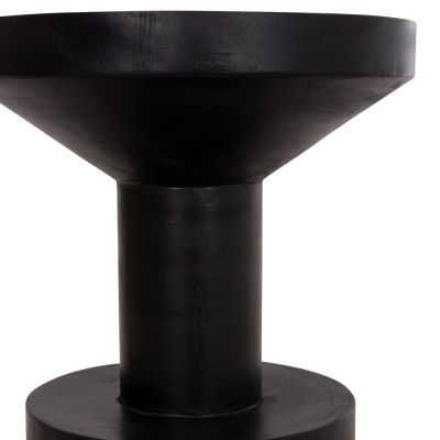 SIDE TABLE BERMAL HM9889.12 SOLID SUAR WOOD IN BLACK COLOR Φ35x65Hcm.