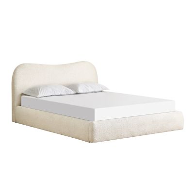 DOUBLE BED ROYA HM734.03 BEIGE BOUCLE FABRIC-BLACK LEGS--FOR MATTRESS 160x200cm