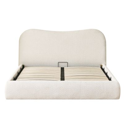 DOUBLE BED ROYA HM734.03 BEIGE BOUCLE FABRIC-BLACK LEGS--FOR MATTRESS 160x200cm
