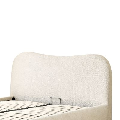DOUBLE BED ROYA HM734.03 BEIGE BOUCLE FABRIC-BLACK LEGS--FOR MATTRESS 160x200cm