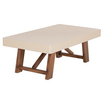 OUTDOOR COFFEE TABLE MAEVE HM6595.02 BEIGE FIBER CEMENT TOP--ACACIA WOOD LEGS 130x70x46Hcm