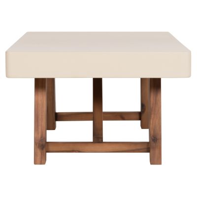 OUTDOOR COFFEE TABLE MAEVE HM6595.02 BEIGE FIBER CEMENT TOP--ACACIA WOOD LEGS 130x70x46Hcm