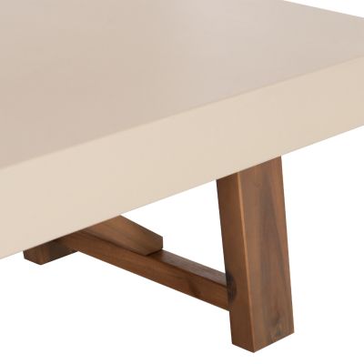 OUTDOOR COFFEE TABLE MAEVE HM6595.02 BEIGE FIBER CEMENT TOP--ACACIA WOOD LEGS 130x70x46Hcm