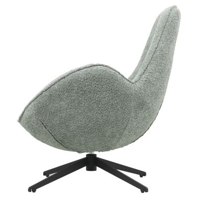 ARMCHAIR SWIVEL BRYNN HM9594.05 PEA GREEN BOUCLE FABRIC-BLACK METAL BASE 86x76x87Hcm.