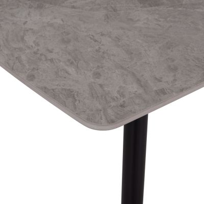 DINING SET 5PCS RAVEN HM12116.01 CERAMIC TOP GREY MARBLE--GREY VELVET
