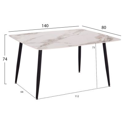 DINING SET 5PCS RAVEN HM12116.02 CERAMIC TOP WHITE/BROWN MARBLE--DUSTY PINK VELVET