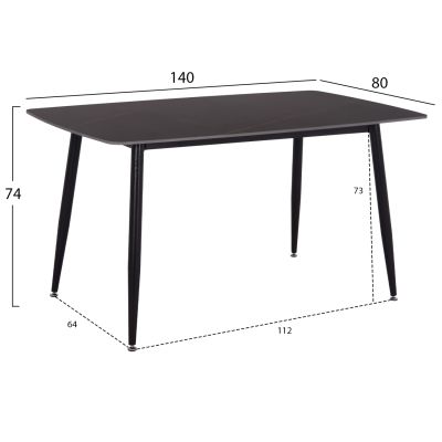 DINING SET 5PCS RAVEN HM12116.03 CERAMIC TOP BLACK MARBLE--BLACK VELVET