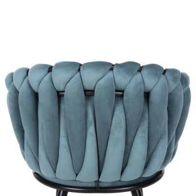 DINING SET 5PCS RAVEN HM12121.01 CERAMIC TOP WHITE MARBLE--TURQUOISE VELVET