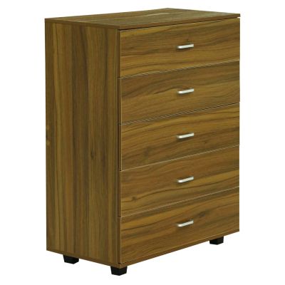 MELAMINE DRESSER THORG HM8995.02 WITH 5 WALNUT-COLORED DRAWERS 80Χ40Χ100H cm.