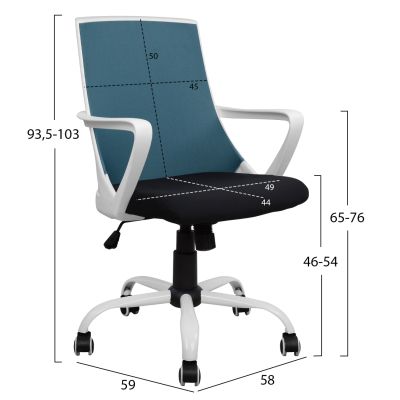 Office chair HM1053.06 Blue with mesh and metal base 58x59x103 cm