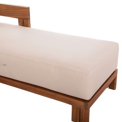 SET OF OUTDOOR CHAISE LOUNGE WITH SIDE TABLE KIOTO HM10961 TEAK WOOD IN NATURAL--CUSHIONS IN BEIGE
