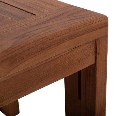 SET OF OUTDOOR CHAISE LOUNGE WITH SIDE TABLE KIOTO HM10961 TEAK WOOD IN NATURAL--CUSHIONS IN BEIGE