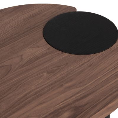 COFFEE TABLE OVAL OVALON HM18433.05 MDF TOP IN WALNUT--MDF LEGS IN BLACK 120x60x40Hcm.