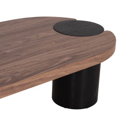 COFFEE TABLE OVAL OVALON HM18433.05 MDF TOP IN WALNUT--MDF LEGS IN BLACK 120x60x40Hcm.