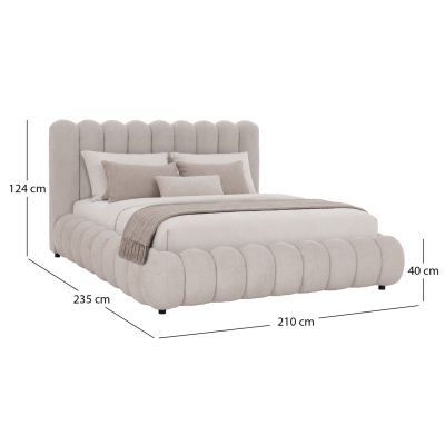 Легло King-size BUBBLE -„шенил“ в светлобежов цвят – за матрак 180x200 см