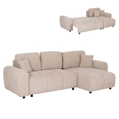 CORNER SOFABED REVERSIBLE GERT-BEIGE CHENILLE FABRIC 252x146x87Hcm.