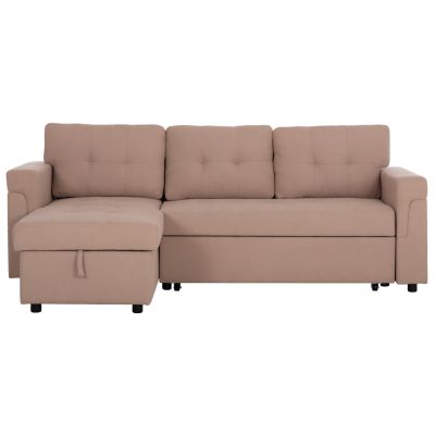 CORNER SOFA-BED REVERSIBLE SAL HM3310.03 BEIGE FABRIC 213x136x84Hcm