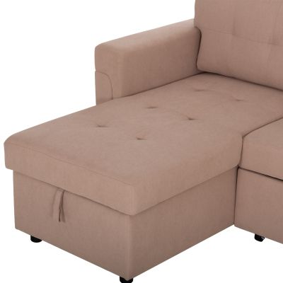 CORNER SOFA-BED REVERSIBLE SAL HM3310.03 BEIGE FABRIC 213x136x84Hcm