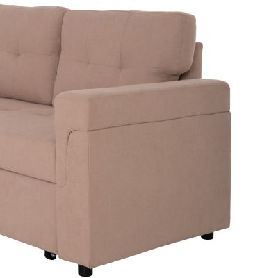 CORNER SOFA-BED REVERSIBLE SAL HM3310.03 BEIGE FABRIC 213x136x84Hcm