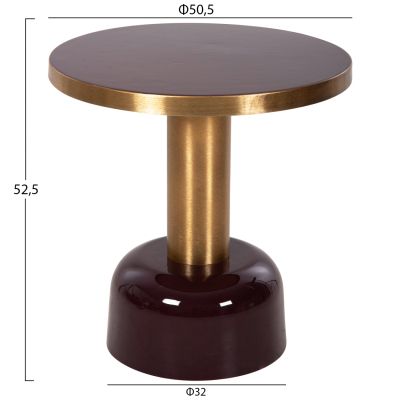 SIDE TABLE ERODE HM4242.06 METAL IN CHERRY RED-GOLD Φ50,5x52,5Hcm.