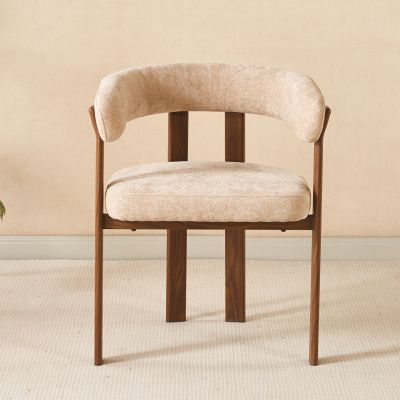 DINING CHAIR SHEMI HM18476.01 BEIGE VELVET--METAL LEGS IN WALNUT 65x56x79Hcm.