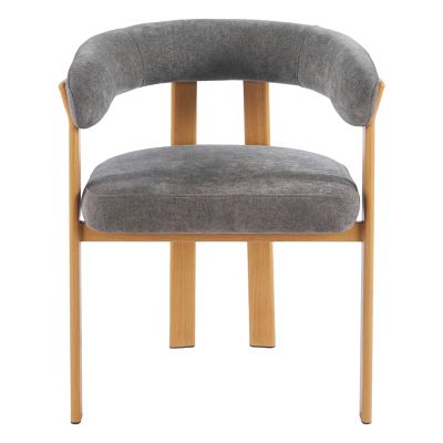 DINING CHAIR SHEMI HM18476.02 GREY VELVET--METAL LEGS IN NATURAL WOOD LOOK 65x56x79Hcm.