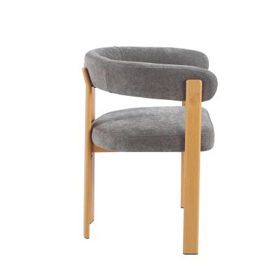 DINING CHAIR SHEMI HM18476.02 GREY VELVET--METAL LEGS IN NATURAL WOOD LOOK 65x56x79Hcm.