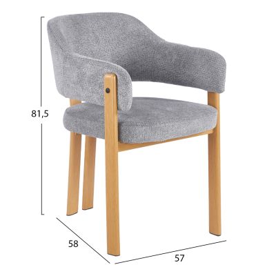 DINING CHAIR DIRENO HM18477.01 GREY FABRIC--METAL LEGS IN NATURAL HEAT TRANSFER 57x58x81.5Hcm.