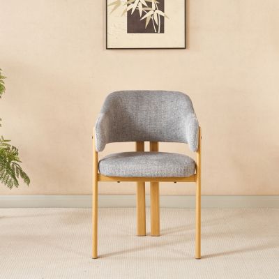 DINING CHAIR DIRENO HM18477.01 GREY FABRIC--METAL LEGS IN NATURAL HEAT TRANSFER 57x58x81.5Hcm.
