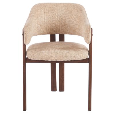 DINING CHAIR DIRENO HM18477.02 BEIGE FABRIC--METAL LEGS IN WALNUT HEAT TRANSFER 57x58x81.5Hcm.