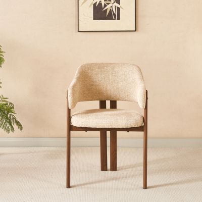 DINING CHAIR DIRENO HM18477.02 BEIGE FABRIC--METAL LEGS IN WALNUT HEAT TRANSFER 57x58x81.5Hcm.