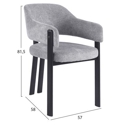 DINING CHAIR DIRENO HM18477.11 GREY FABRIC--METAL LEGS IN BLACK 57x58x81.5Hcm.