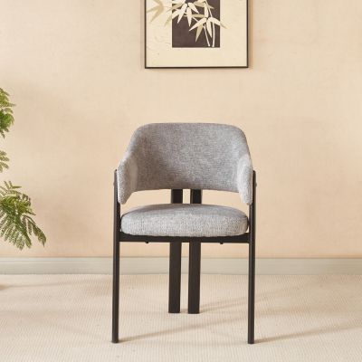 DINING CHAIR DIRENO HM18477.11 GREY FABRIC--METAL LEGS IN BLACK 57x58x81.5Hcm.