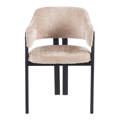 DINING CHAIR DIRENO HM18477.12 BEIGE FABRIC--METAL LEGS IN BLACK 57x58x81.5Hcm.