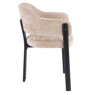 DINING CHAIR DIRENO HM18477.12 BEIGE FABRIC--METAL LEGS IN BLACK 57x58x81.5Hcm.