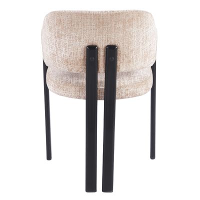 DINING CHAIR DIRENO HM18477.12 BEIGE FABRIC--METAL LEGS IN BLACK 57x58x81.5Hcm.
