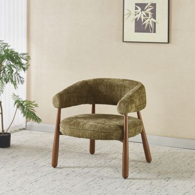 ARMCHAIR KERN HM18478.03 GREEN FABRIC--METAL LEGS WALNUT HEAT TRANSFER 70x64x72Hcm.