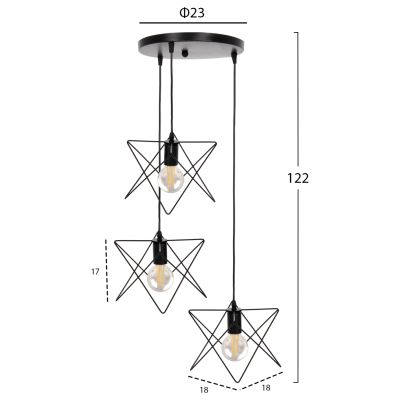 ПАНЕЛЕНА ЛАМПА HM4076 3-LIGHT ЧЕРЕН МЕТАЛ Φ23x122Hcm.